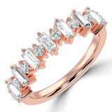 Baguette Diamond Semi-Eternity Wedding Band Ring in Rose Gold with Alternating Baguette and Round Diamonds (MVSXB1110-R)