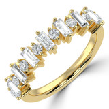 Baguette Diamond Semi-Eternity Wedding Band Ring in Yellow Gold with Alternating Baguette and Round Diamonds (MVSXB1110-Y)