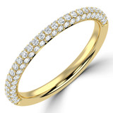 Round Diamond Three-row Dome Pave Semi-Eternity Wedding Band Ring in Yellow Gold (MVSXB1117-Y)