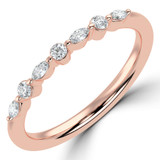 Marquise Diamond Shared Prong Semi-Eternity Wedding Band Ring in Rose Gold Alternating Marquise & Round Set Diamonds (MVSXB1122-R)