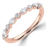 Marquise Diamond Shared Prong Semi-Eternity Wedding Band Ring in Rose Gold Alternating Marquise & Round Set Diamonds (MVSXB1124-R)