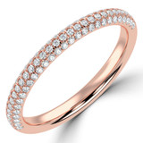 Round Diamond Three-row Dome Pave Semi-Eternity Wedding Band Ring in Rose Gold (MVSXB1128-R)