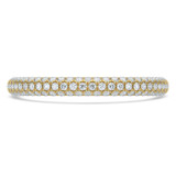 Round Diamond Three-row Dome Pave Semi-Eternity Wedding Band Ring in Yellow Gold (MVSXB1128-Y)