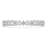 Round Diamond Shared Prong Compass Set Semi-Eternity Wedding Band Ring in White Gold (MVSXB1130-W)