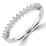 Round Diamond Shared Prong Compass Set Semi-Eternity Wedding Band Ring in White Gold (MVSXB1130-W)