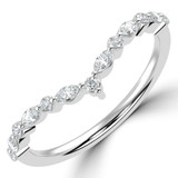 Marquise Diamond Tiara Semi-Eternity Wedding Band Ring in White Gold Alternating Marquise & Round Set Diamonds (MVSXB1134-W)