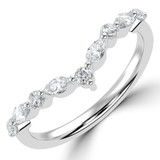 Marquise Diamond Tiara Semi-Eternity Wedding Band Ring in White Gold Alternating Marquise & Round Set Diamonds (MVSXB1135-W)