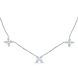 Marquise Diamond Floral Station Necklace in White Gold (MDR260024)