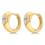 Pear Diamond Huggie Bezel Set Hoop Earrings in Yellow Gold (MDR260027)