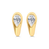Pear Diamond Huggie Bezel Set Hoop Earrings in Yellow Gold (MDR260027)