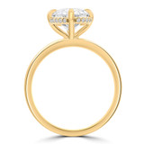 Oval Diamond Hidden Halo Compass Set Solitaire with Accents Engagement Ring in Yellow Gold (MDR260044)