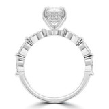 Oval Diamond Hidden Halo Solitaire with Accents Engagement Ring in White Gold with Shared Prong Marquise Accents (MDR260050)