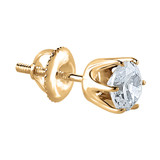 Round Diamond 6-Prong Single Mens Stud Earring in Yellow Gold with Screwback (MVSE3003-Y)