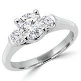 Round Diamond Three-Stone Engagement Ring in White Gold (MVSX1004-W)