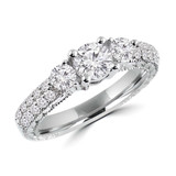Round Diamond Three-Stone Engagement Ring in White Gold with Accents (MVSX1010-W)