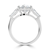 Pear Diamond with Baguette Sidestones Three-Stone Engagement Ring in White Gold (MVSX1038-W)
