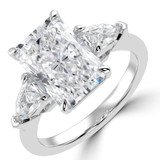 Radiant Diamond with Shield Sidestones Three-Stone Engagement Ring in White Gold (MVSX1042-W)