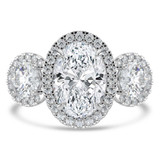 Oval Diamond Triple Halo Three-Stone Engagement Ring in White Gold (MVSX1044-W)
