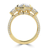 Pear Diamond with Shield Sidestones Three-Stone Engagement Ring in Yellow Gold with Three-row Pave Accents (MVSX1046-Y)