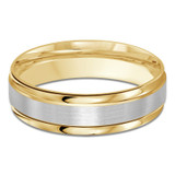 6 MM Satin Finish High Polish Modern Mens Wedding Band in Two-Tone Yellow & White Gold (MDVB0712)