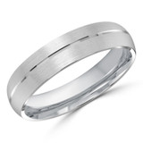 5 MM Satin Finish High Polish Modern Mens Wedding Band in White Gold (MDVB0727)
