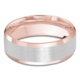 8 MM Satin Finish with High Polish Edges Modern Mens Wedding Band in Two-Tone Rose&White Gold (MDVB0743) 8 MM Satin Finish with High Polish Edges Modern Mens Wedding Band in Two-Tone Rose&White Gold (MDVB0743)