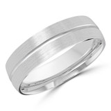 6 MM Satin Finish High Polish Modern Mens Wedding Band in White Gold (MDVB0811)
