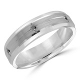 6 MM Black Diamond Mens Wedding Band in White Gold (MDVB0985)