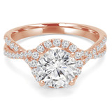 Round Diamond Infinity Round Halo Engagement Ring in Rose Gold