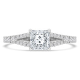 Princess Diamond Split-Shank Solitaire with Accents Engagement Ring in White Gold