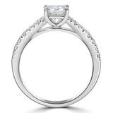 Princess Diamond Split-Shank Solitaire with Accents Engagement Ring in White Gold