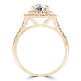 Round Diamond Halo Engagement Ring in Yellow Gold