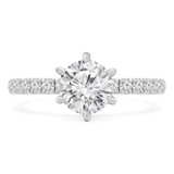 Round Diamond Solitaire with Accents Engagement Ring in White Gold