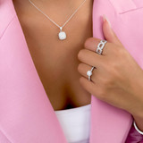 Round Diamond Solitaire with Accents Engagement Ring in White Gold