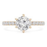 Round Diamond Solitaire with Accents Engagement Ring in Yellow Gold