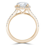 Round Diamond Cathedral Halo Engagement Ring in Yellow Gold with Accents