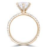 Round Diamond 6-Prong Solitaire with Accents Engagement Ring in Yellow Gold