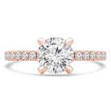 Round Diamond Solitaire with Accents Engagement Ring in Rose Gold