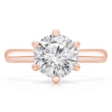 Round Diamond Hidden Halo Solitaire with Accents Engagement Ring in Rose Gold