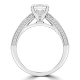 Princess Diamond Vintage Cathedral Solitaire with Accents Engagement Ring in White Gold With Channel Set Accents