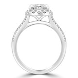 Cushion Diamond Cathedral Three-row Cushion Halo Engagement Ring in White Gold