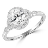Oval Diamond Vintage Cathedral Oval Halo Engagement Ring in White Gold