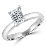 Emerald Diamond Solitaire Engagement Ring in White Gold
