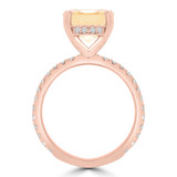Oval Pink Morganite & Round Diamond Hidden Halo Cocktail Engagement Ring in Rose Gold
