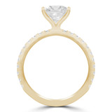 Cushion Diamond Solitaire with Accents Engagement Ring in Yellow Gold