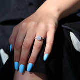 Radiant Diamond Claw Prongs Radiant Halo Engagement Ring in White Gold