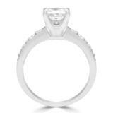 Cushion Diamond Solitaire with Accents Engagement Ring in White Gold