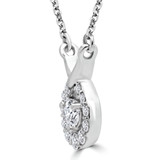 Round Diamond 3-Prong Halo Necklace in White Gold