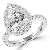 Pear Diamond Pear Halo Engagement Ring in White Gold with Accents Pear Diamond Pear Halo Engagement Ring in White Gold with Accents