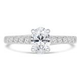 Oval Diamond Trellis Solitaire with Accents Engagement Ring in White Gold